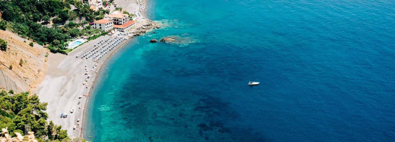 A view of the clear Mediterranean sea from the cliffs near Maratea, Italy